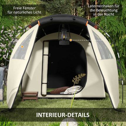 Camping tunnel tent - 5 people, 2 rooms, khaki, waterproof