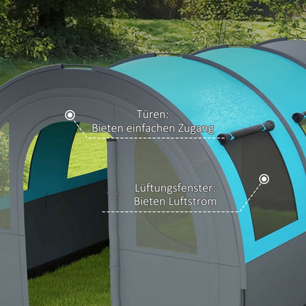 Camping tent for 6 – 2 rooms, light, 3000 mm grey