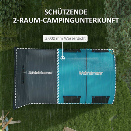 Camping tent for 6 – 2 rooms, light, 3000 mm grey