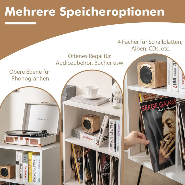 Turntable Stand with Charging Station, 3-Tier, White, 48x40x88 cm