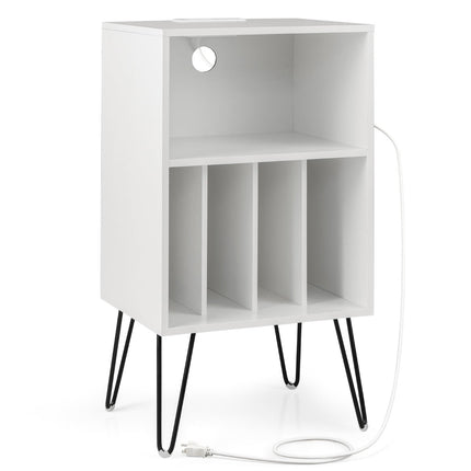 Turntable Stand with Charging Station, 3-Tier, White, 48x40x88 cm