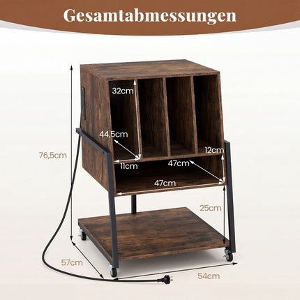 Turntable Stand with Charging Station & Storage Shelves