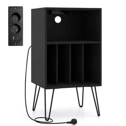 Turntable Stand with Charging Station & Vinyl Storage