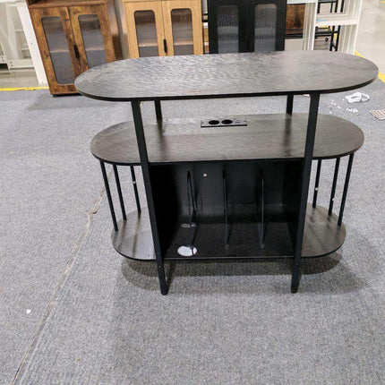 Turntable Stand with LED Lighting & Charging Station, Black