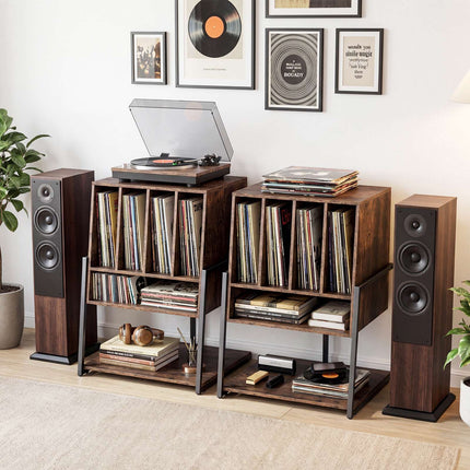 Turntable Stand with Large Shelf & Charging Station