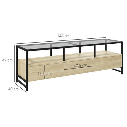 Oak TV cabinet for units up to 65" with storage