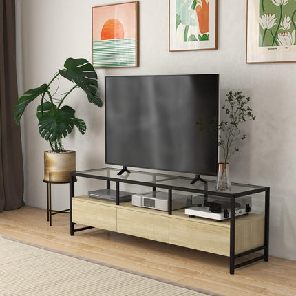 Oak TV cabinet for units up to 65" with storage