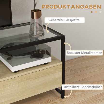 Oak TV cabinet for units up to 65" with storage