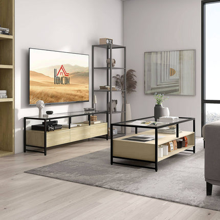 Oak TV cabinet for units up to 65" with storage