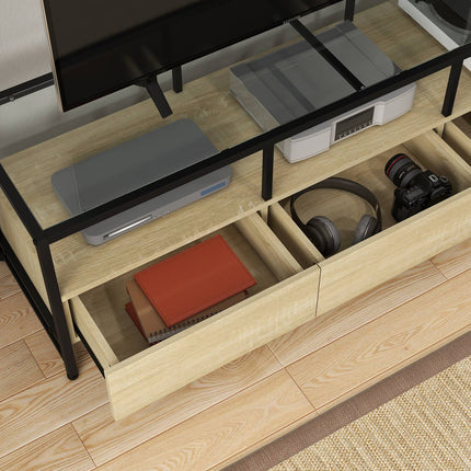 Oak TV cabinet for units up to 65" with storage
