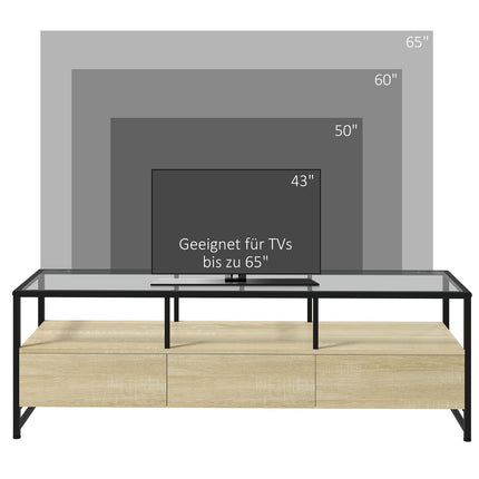 Oak TV cabinet for units up to 65" with storage