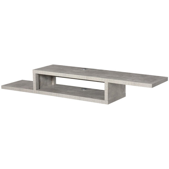 Hanging TV Lowboard; Cement gray multimedia shelf