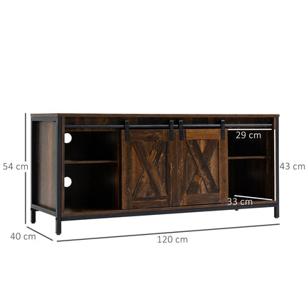 TV bench for 60" screens, industrial design, chipboard and steel