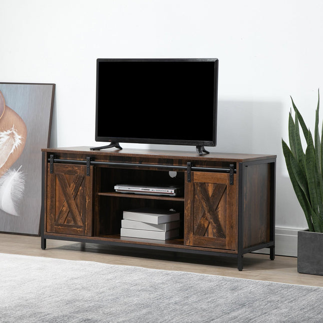 TV bench for 60" screens, industrial design, chipboard and steel