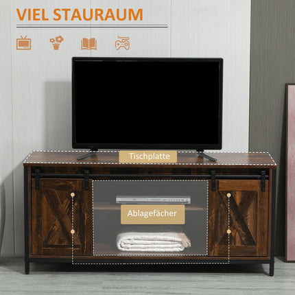 TV bench for 60" screens, industrial design, chipboard and steel