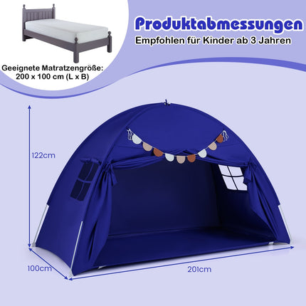 Twin Bed Canopy Tent for Kids, Foldable with 2 Windows