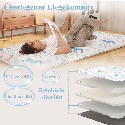 Twin Roll-Up Floor Mattress, Washable Cover, Carry Bag