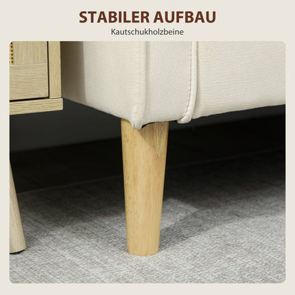 Two-Seater Sofa with Storage, Cream Velvet, 117cm