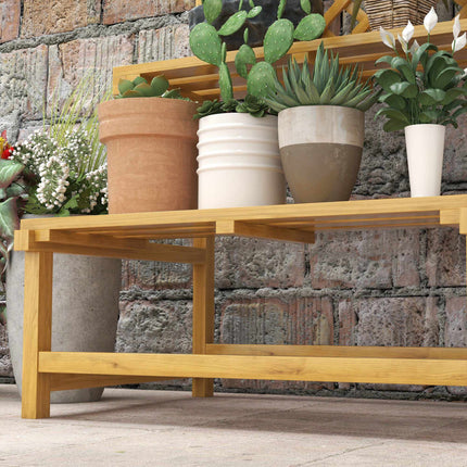 Two-Tier Plant Stand with Trellis & Roof, Fir Wood, 75x50x166cm