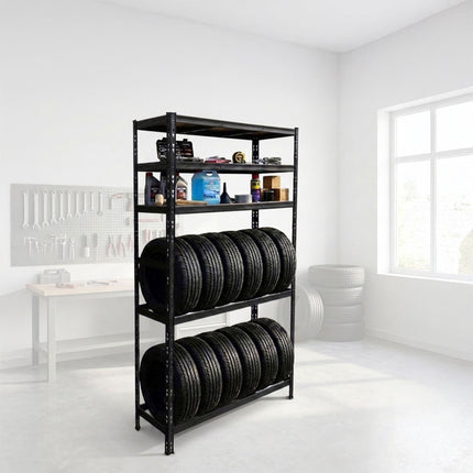 Tyre Rack, 3-Shelf Steel Storage With Adjustable Spacing