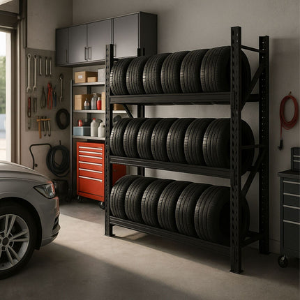 Tyre Rack for 21 Car Tyres – Adjustable Storage