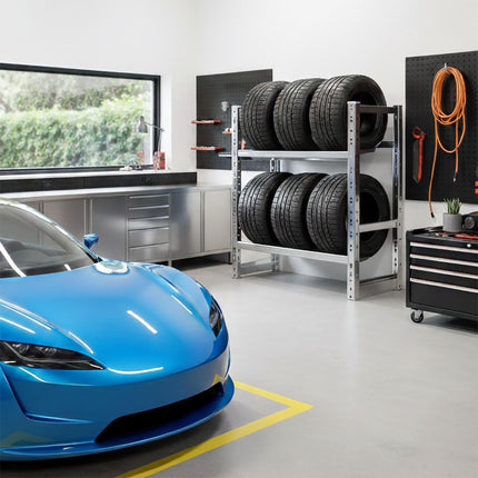 Tyre Rack for 4–6 Tyres, Adjustable Steel Frame