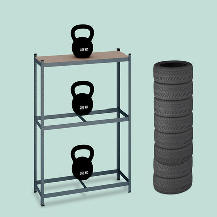 Tyre Rack for 8 Tyres, Adjustable Steel Shelves