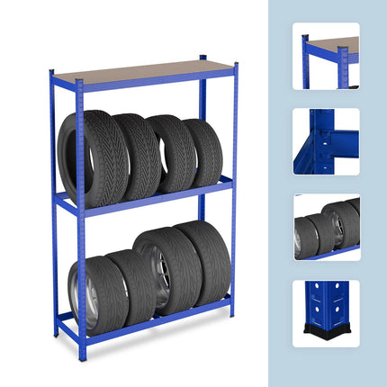 Tyre Rack for 8 Tyres, Adjustable Steel Shelves
