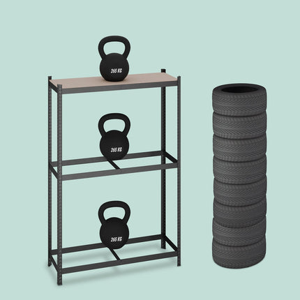Tyre Rack for 8 Tyres, Adjustable Steel Shelves