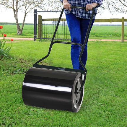 Grass roller 40cm, fillable metal - water/sand, black