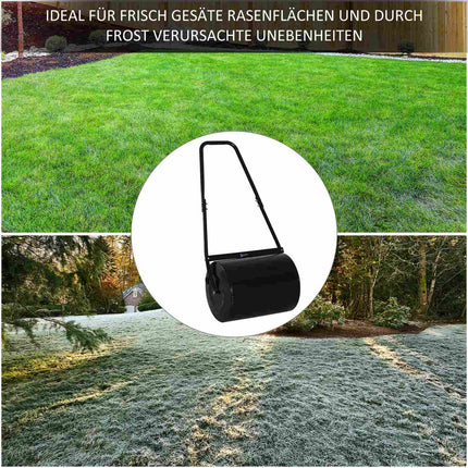 Grass roller 40cm, fillable metal - water/sand, black