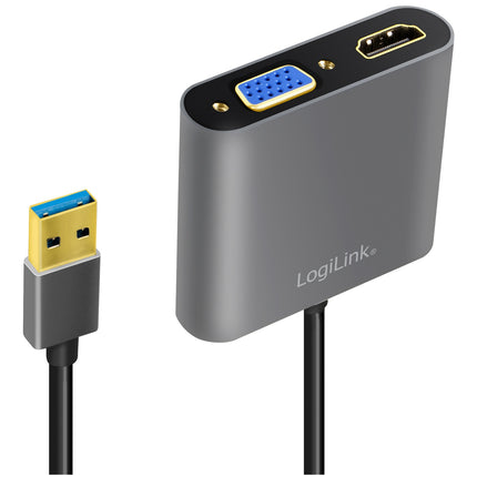 USB-A 3.0 -> HDMI-Female + VGA-Female Adapter