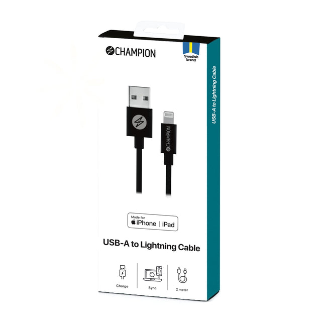 USB-A to Lightning Cable 2m Black