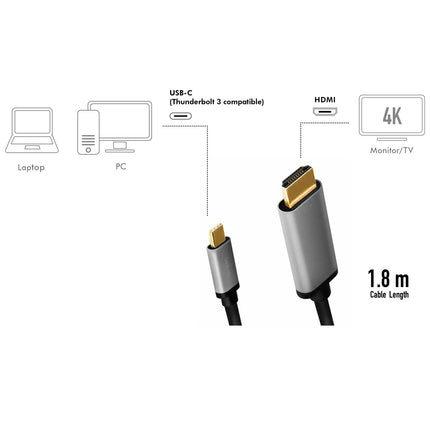 USB-C -> HDMI 4K/60Hz Aluminum 1.8m