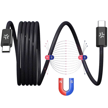 USB-C Magnetic Braided Cable, 60W, 1m, Black