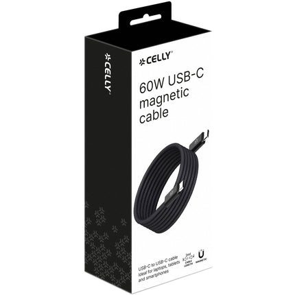 USB-C Magnetic Braided Cable, 60W, 1m, Black
