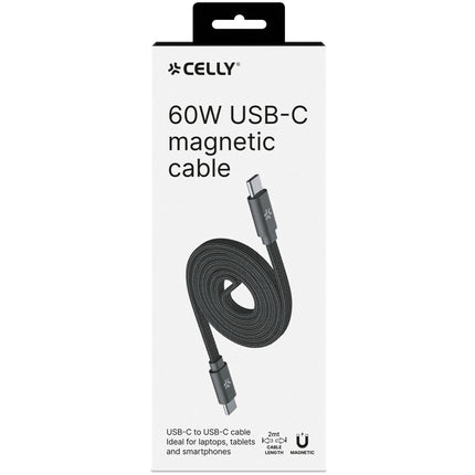 USB-C To USB-C Cable 60W, Magnetic Braided Flat 2m