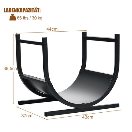 U-Shaped Metal Firewood Rack, 43x37x39.5 cm, Black
