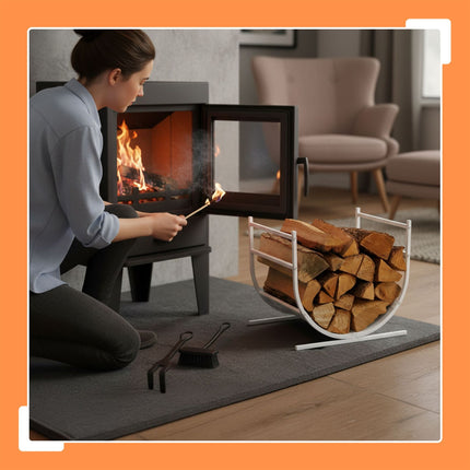 U-Shaped Metal Firewood Rack – Half-Round Design