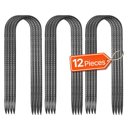 U-Shaped Rebar Stakes, 10-Inch, 12-Pack Galvanized Steel