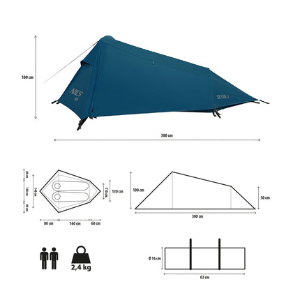Ultra Light 2-Person Tent, Blue
