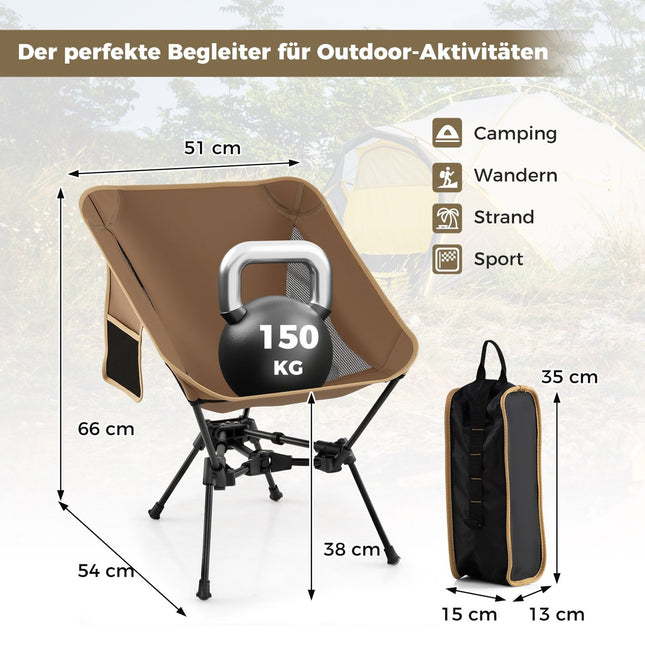 Ultralight Folding Camping Chair with Side Pocket, 150kg Capacity