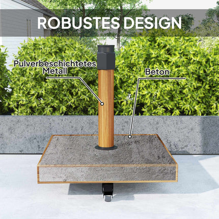 Umbrella Base with Wheels, Wood Look, Metal, Concrete