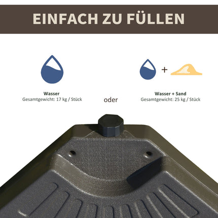 Refillable HDPE umbrella stand, coffee, 17 kg water/25 kg sand