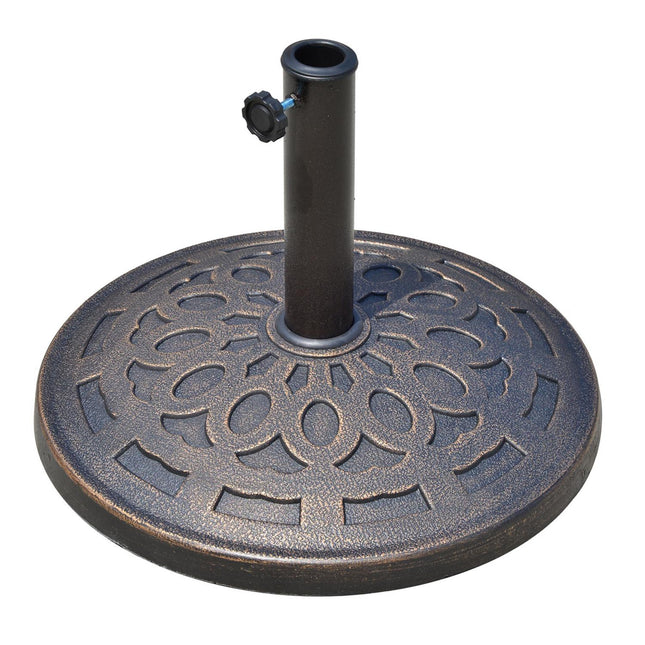 Round resin parasol base, bronze, 14 kg, fits Ø38-48 mm