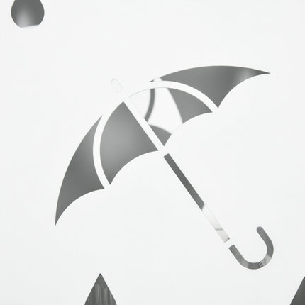 Steel umbrella stand with hooks and water tray - White