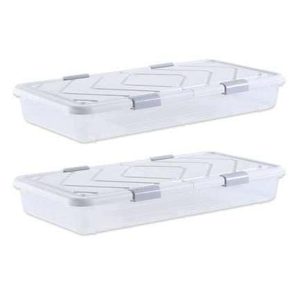 Under Bed Storage Bins With Wheels, Lid, 2 Pack