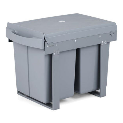 Under-Cabinet Pull-Out Trash Can, 40L 2-Bin, Grey