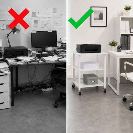 Under-Desk Printer Stand with Castors – Black, 3-Tier
