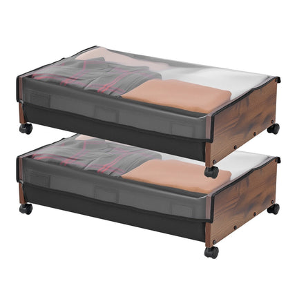 Underbed Storage Bins With Lockable Wheels, 2-Pack